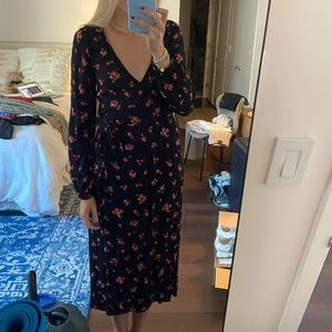 Floral midi wrap dress